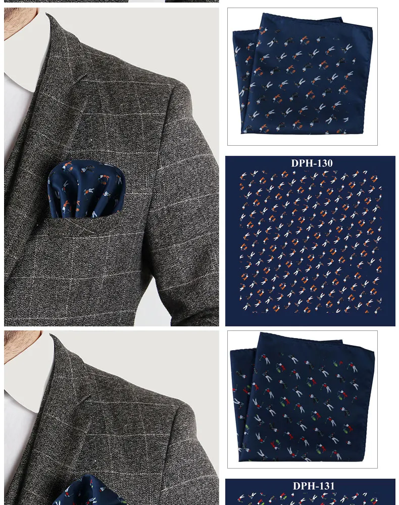 Tailor Smith Men's Luxury Suit Pocket Squares 30x30cm Large Size Business Printed Floral Paisley Solid Dot Hankies Chest Towel