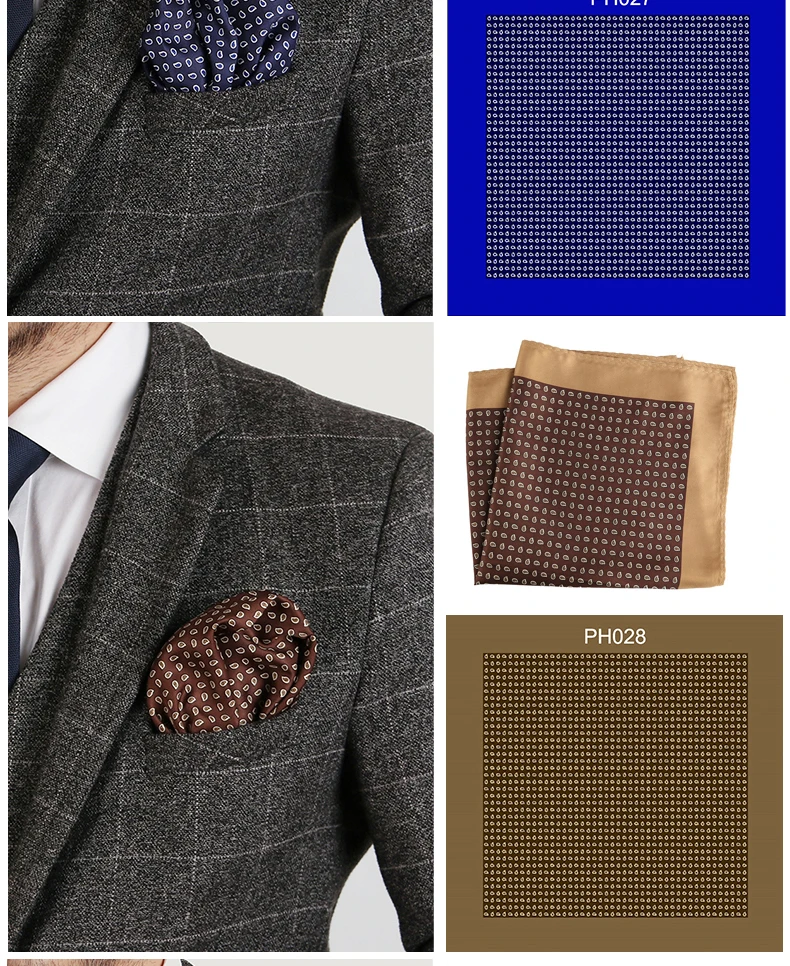Tailor Smith Luxury 33X33 cm Large Handkerchief Paisley Floral Polka Dot Pocket Squares Microfiber Screen Printing Men Hankies