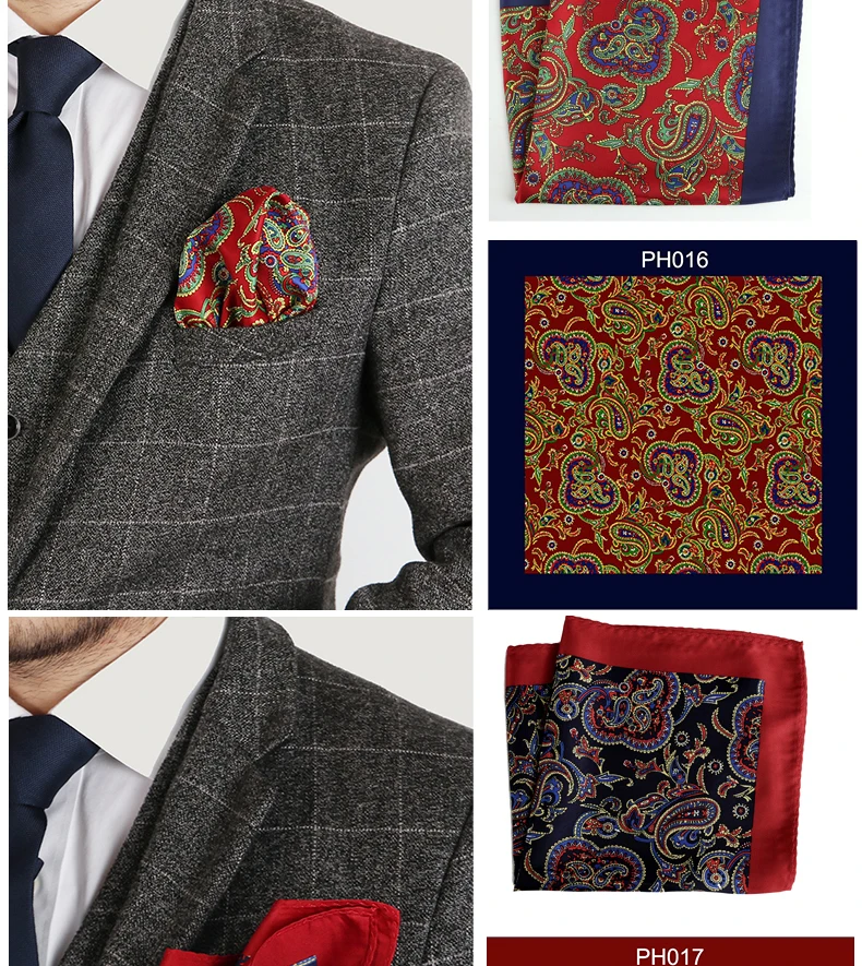Tailor Smith Luxury 33X33 cm Large Handkerchief Paisley Floral Polka Dot Pocket Squares Microfiber Screen Printing Men Hankies