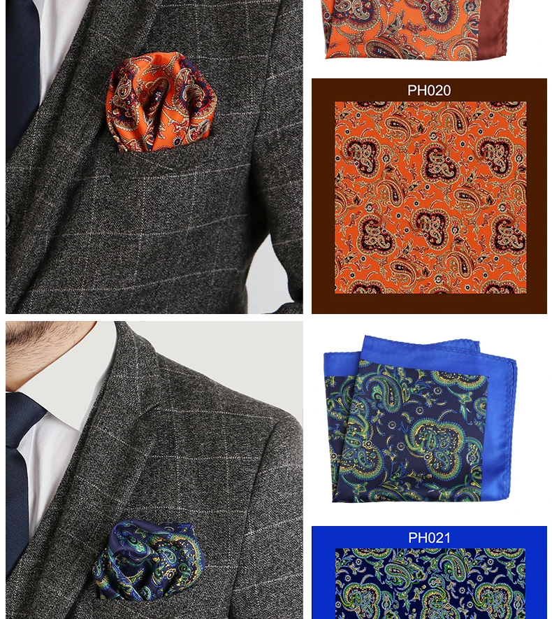 Tailor Smith Luxury 33X33 cm Large Handkerchief Paisley Floral Polka Dot Pocket Squares Microfiber Screen Printing Men Hankies