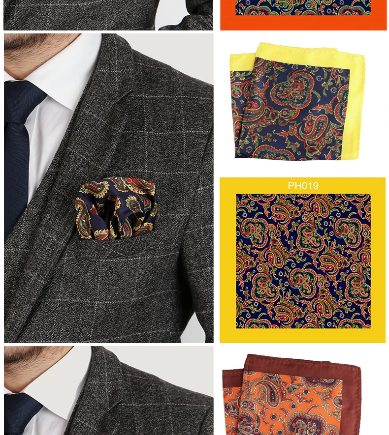Tailor Smith Luxury 33X33 cm Large Handkerchief Paisley Floral Polka Dot Pocket Squares Microfiber Screen Printing Men Hankies