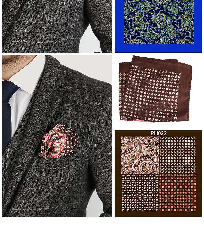 Tailor Smith Luxury 33X33 cm Large Handkerchief Paisley Floral Polka Dot Pocket Squares Microfiber Screen Printing Men Hankies
