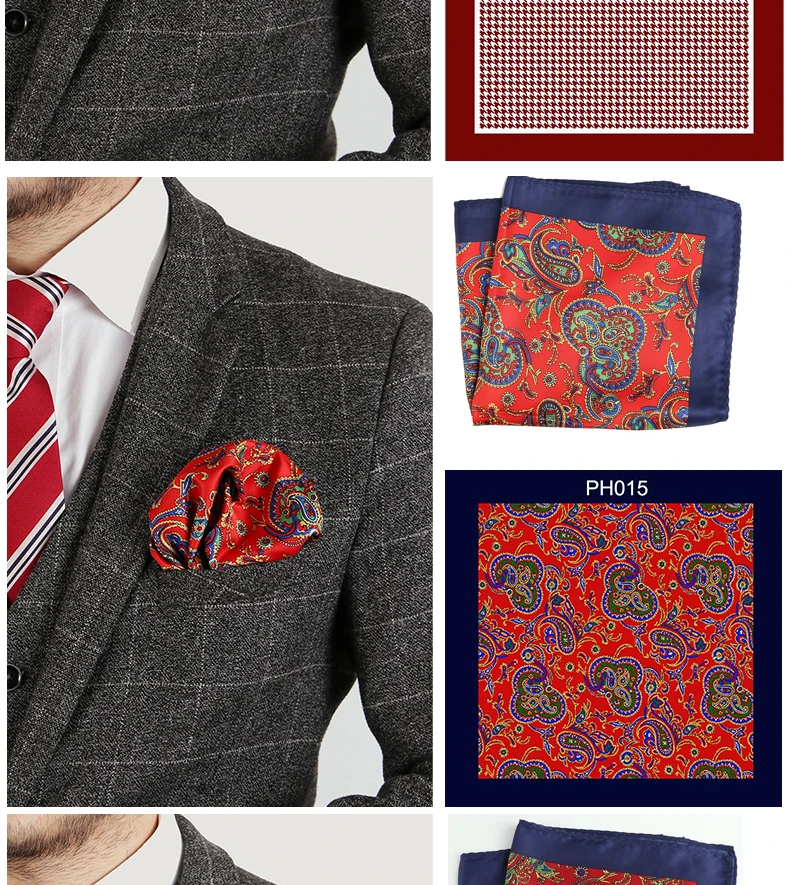 Tailor Smith Luxury 33X33 cm Large Handkerchief Paisley Floral Polka Dot Pocket Squares Microfiber Screen Printing Men Hankies
