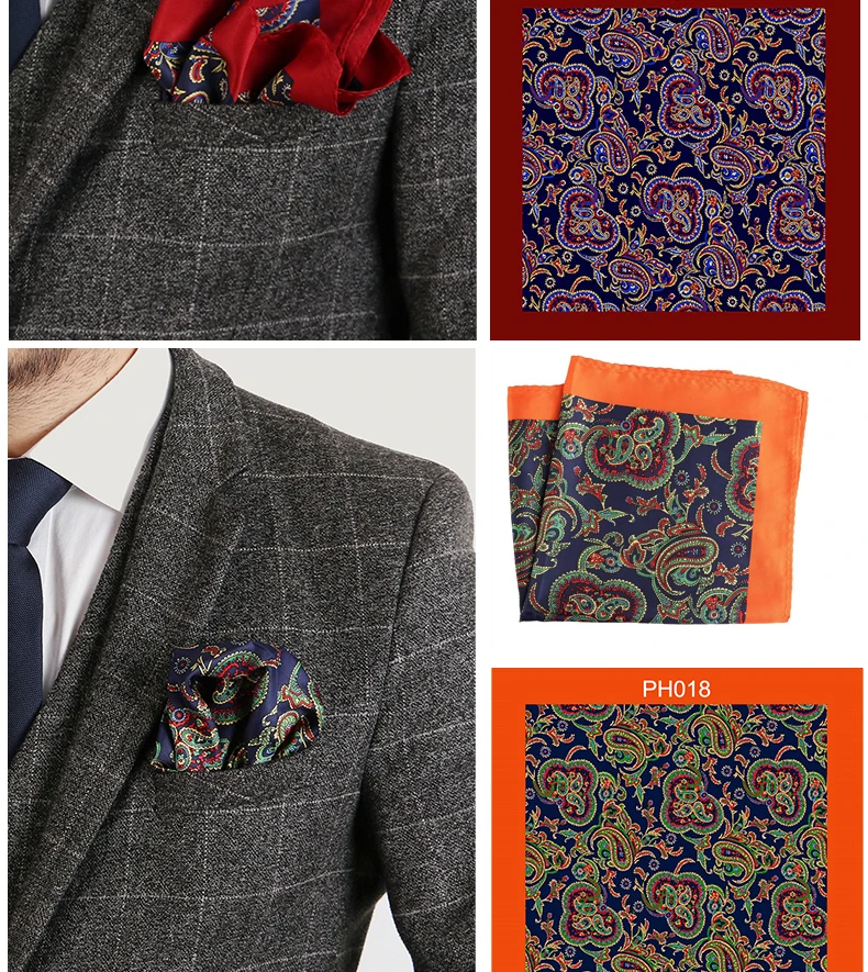 Tailor Smith Luxury 33X33 cm Large Handkerchief Paisley Floral Polka Dot Pocket Squares Microfiber Screen Printing Men Hankies