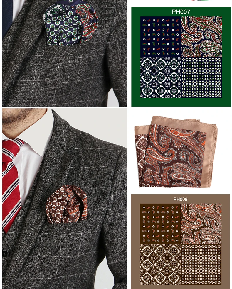 Tailor Smith Luxury 33X33 cm Large Handkerchief Paisley Floral Polka Dot Pocket Squares Microfiber Screen Printing Men Hankies
