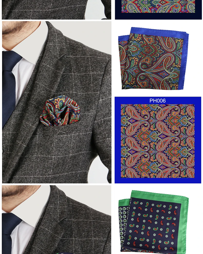 Tailor Smith Luxury 33X33 cm Large Handkerchief Paisley Floral Polka Dot Pocket Squares Microfiber Screen Printing Men Hankies