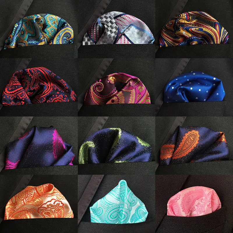 30 Colors 25*25cm Men's Business Suits Pocket Square Handkerchiefs for Wedding Fashion Paisley Dot Hankies Mens Pocket Towel