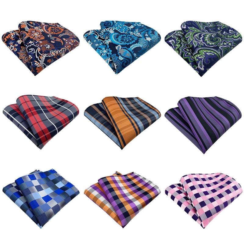 Men Pocket Square 25cm Floral Stripes Plaid Handkerchief Hanky Chest Towels For Wedding Business Party Formal Gifts