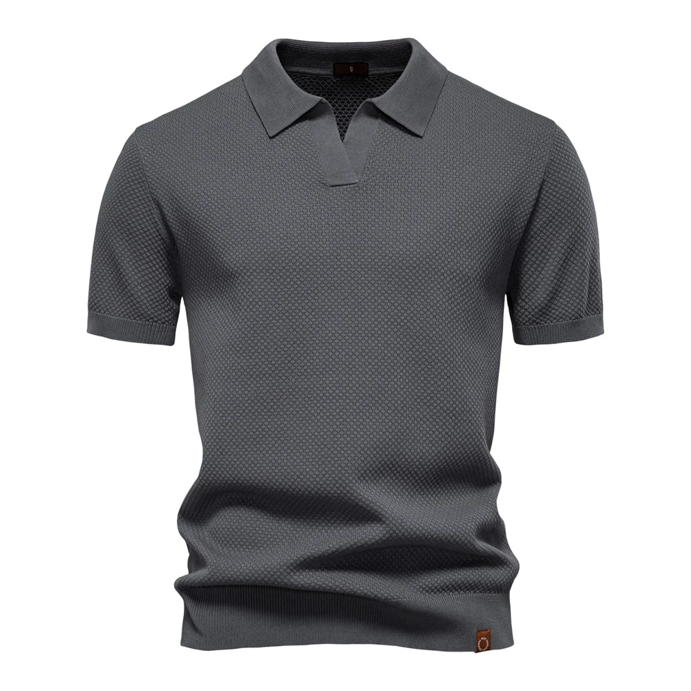 AIOPESON Men's Summer Breathable Polo Shirt Short Sleeve Solid Color Casual Polo Shirts for Men Lightweight Stretch Polo 