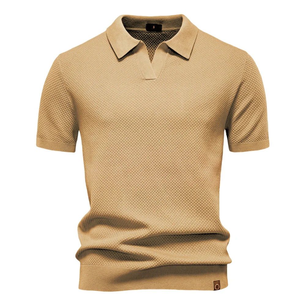 AIOPESON Men's Summer Breathable Polo Shirt Short Sleeve Solid Color Casual Polo Shirts for Men Lightweight Stretch Polo 