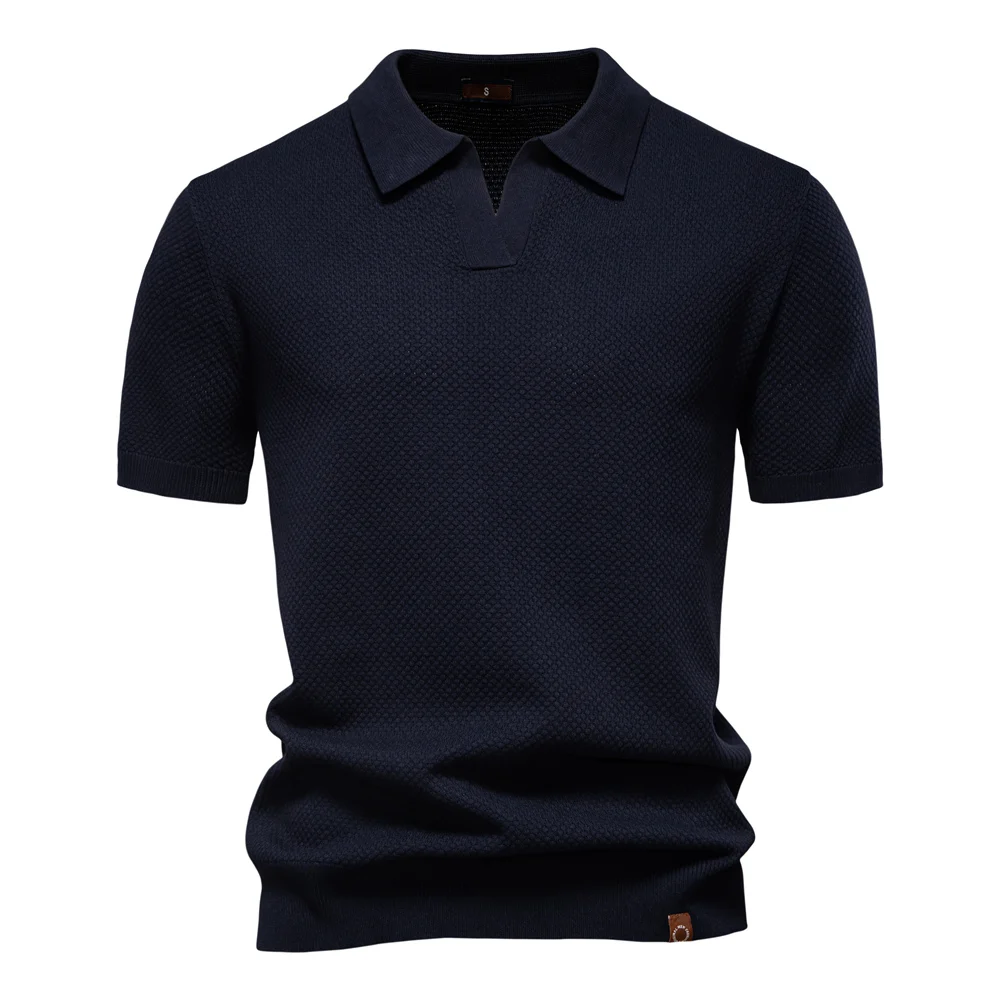 AIOPESON Men's Summer Breathable Polo Shirt Short Sleeve Solid Color Casual Polo Shirts for Men Lightweight Stretch Polo 