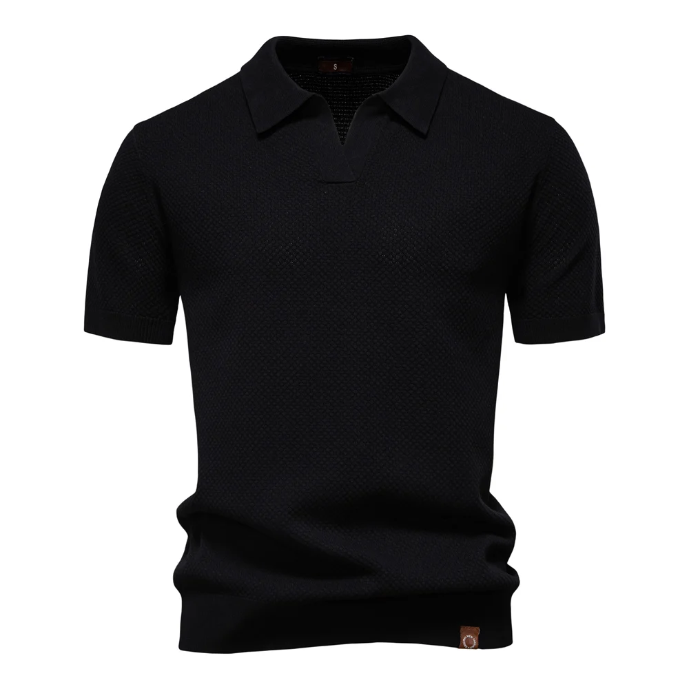 AIOPESON Men's Summer Breathable Polo Shirt Short Sleeve Solid Color Casual Polo Shirts for Men Lightweight Stretch Polo 