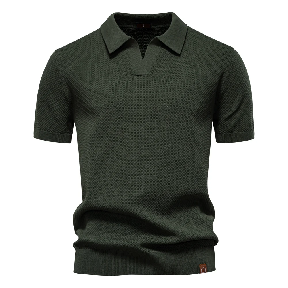 AIOPESON Men's Summer Breathable Polo Shirt Short Sleeve Solid Color Casual Polo Shirts for Men Lightweight Stretch Polo 