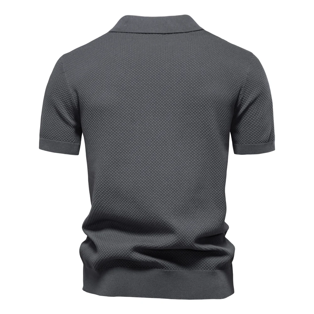 AIOPESON Men's Summer Breathable Polo Shirt Short Sleeve Solid Color Casual Polo Shirts for Men Lightweight Stretch Polo 