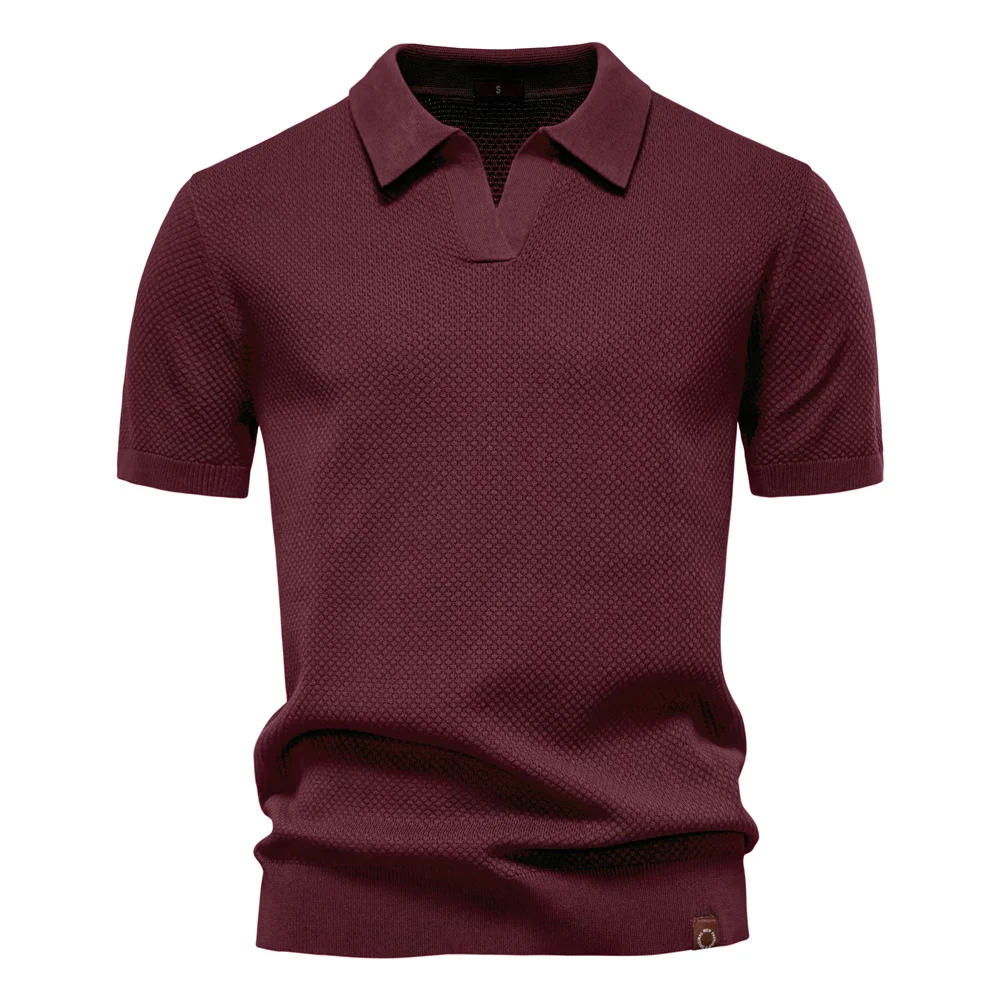 AIOPESON Men's Summer Breathable Polo Shirt Short Sleeve Solid Color Casual Polo Shirts for Men Lightweight Stretch Polo 