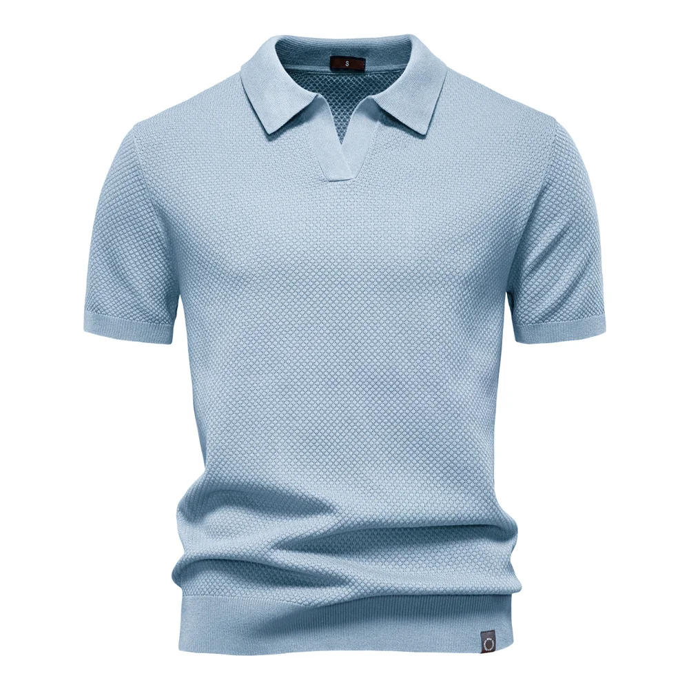 AIOPESON Men's Summer Breathable Polo Shirt Short Sleeve Solid Color Casual Polo Shirts for Men Lightweight Stretch Polo 