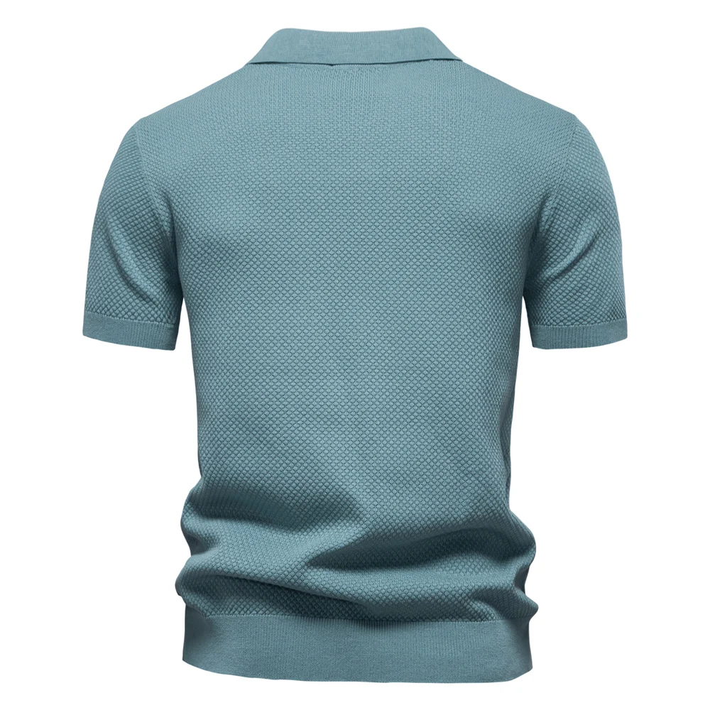 AIOPESON Men's Summer Breathable Polo Shirt Short Sleeve Solid Color Casual Polo Shirts for Men Lightweight Stretch Polo 