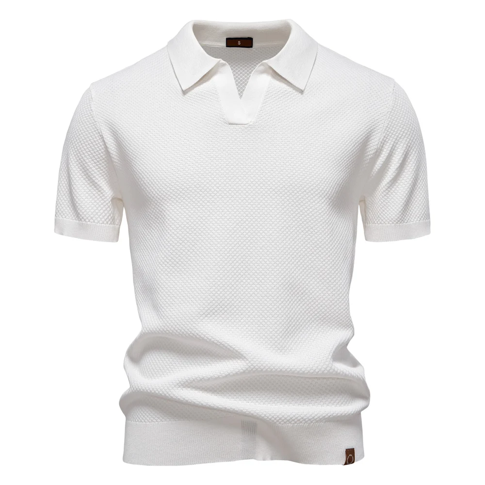 AIOPESON Men's Summer Breathable Polo Shirt Short Sleeve Solid Color Casual Polo Shirts for Men Lightweight Stretch Polo 