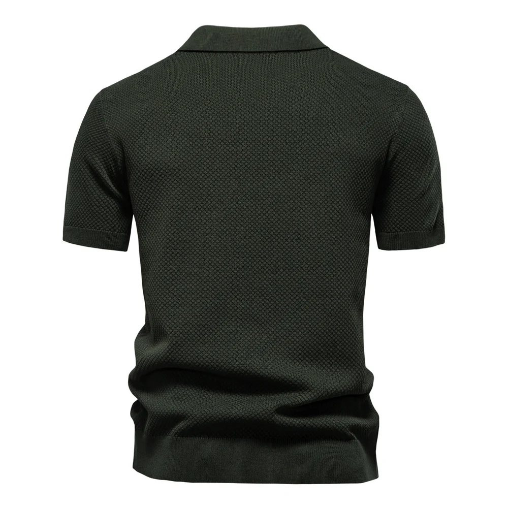 AIOPESON Men's Summer Breathable Polo Shirt Short Sleeve Solid Color Casual Polo Shirts for Men Lightweight Stretch Polo 