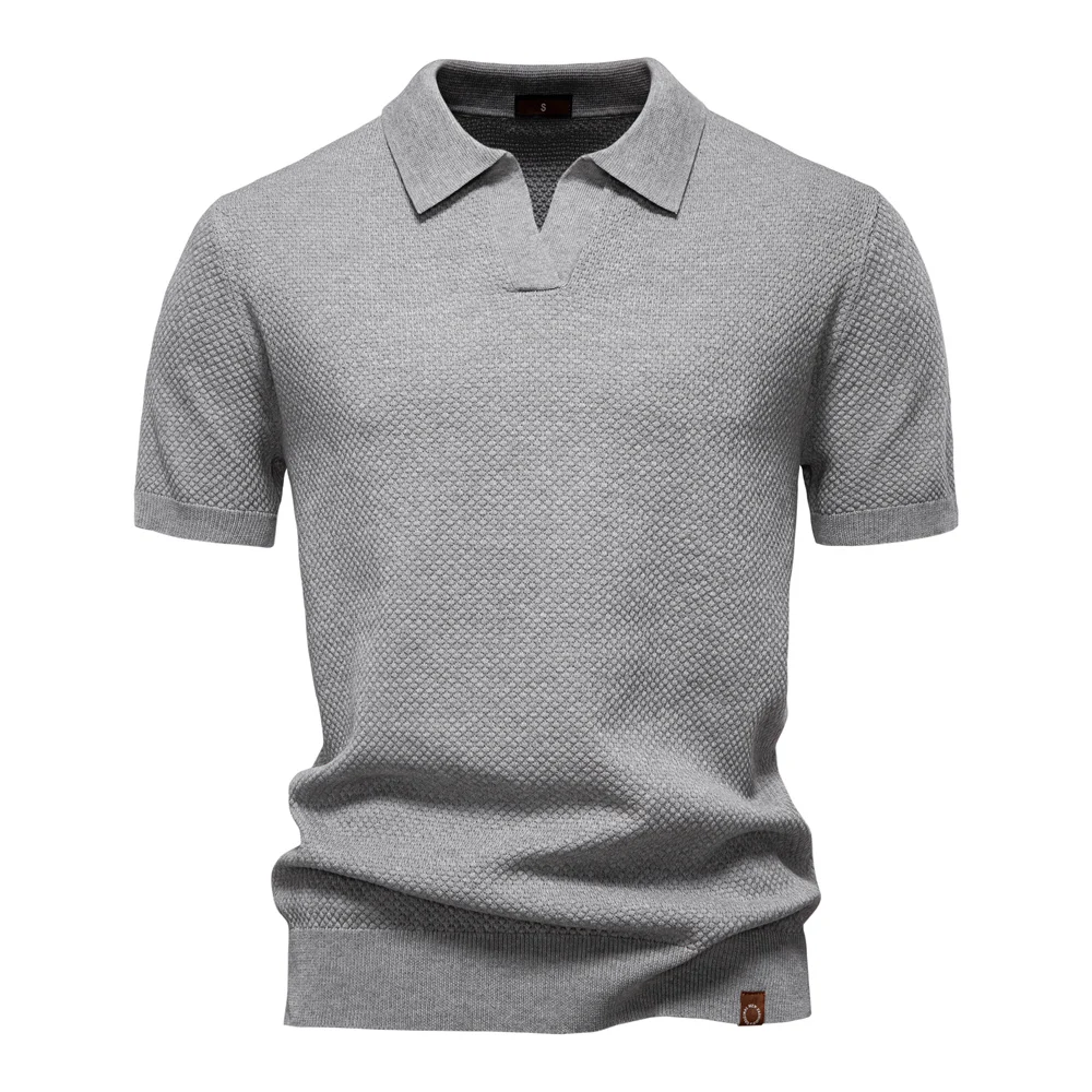 AIOPESON Men's Summer Breathable Polo Shirt Short Sleeve Solid Color Casual Polo Shirts for Men Lightweight Stretch Polo 