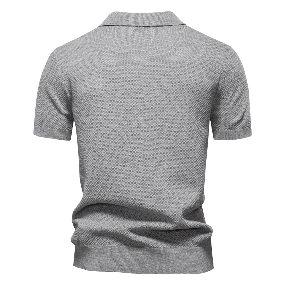AIOPESON Men's Summer Breathable Polo Shirt Short Sleeve Solid Color Casual Polo Shirts for Men Lightweight Stretch Polo 