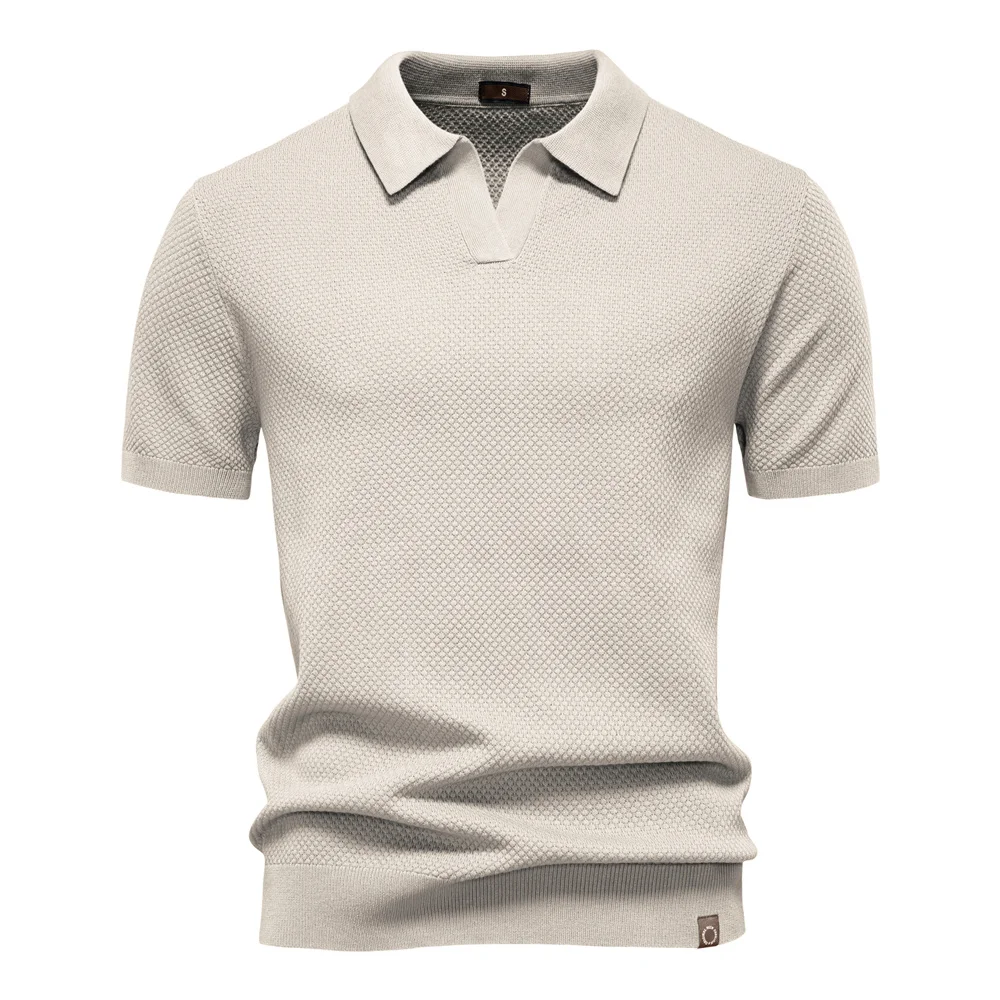 AIOPESON Men's Summer Breathable Polo Shirt Short Sleeve Solid Color Casual Polo Shirts for Men Lightweight Stretch Polo 