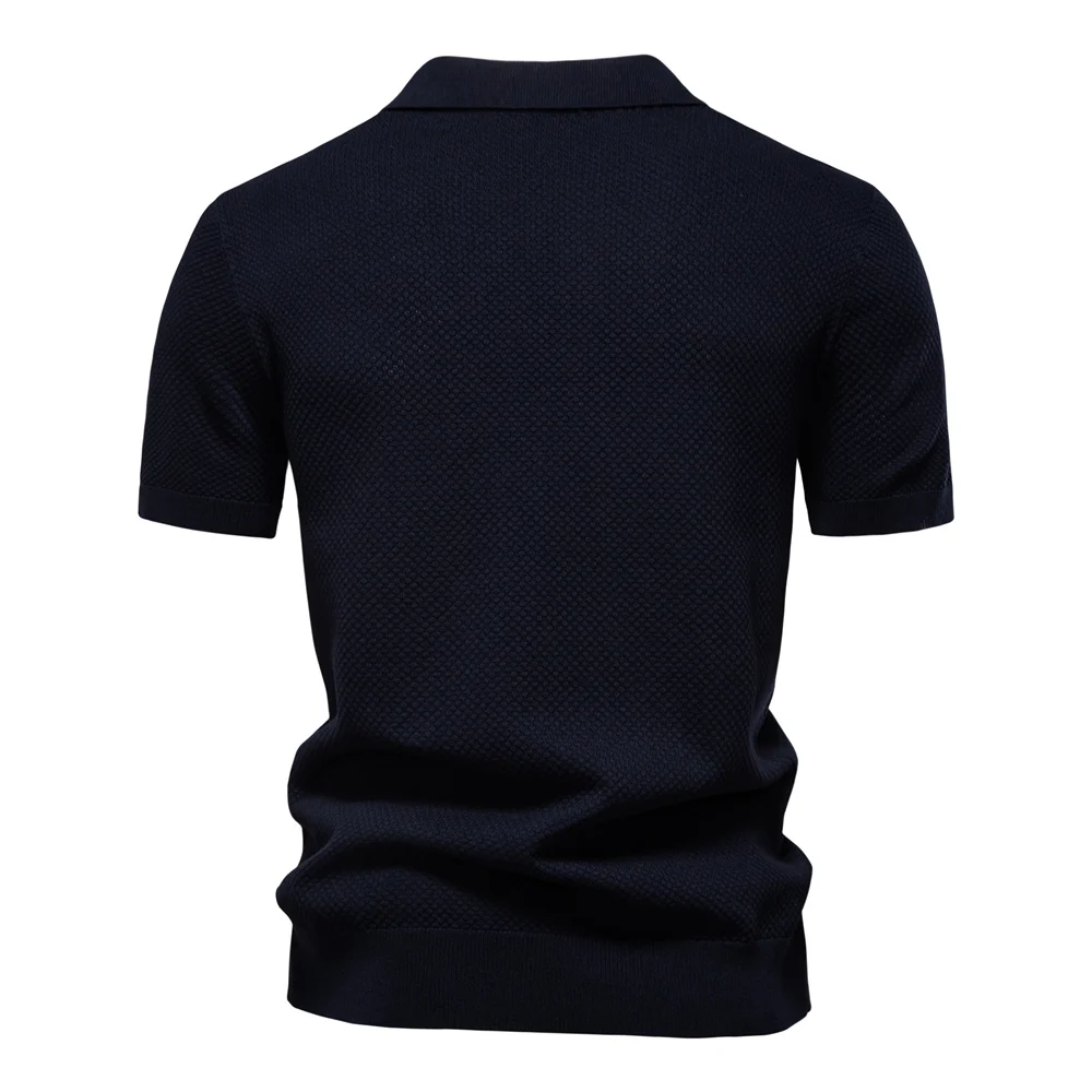 AIOPESON Men's Summer Breathable Polo Shirt Short Sleeve Solid Color Casual Polo Shirts for Men Lightweight Stretch Polo 