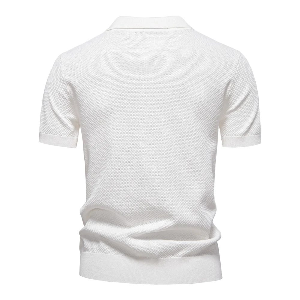 AIOPESON Men's Summer Breathable Polo Shirt Short Sleeve Solid Color Casual Polo Shirts for Men Lightweight Stretch Polo 