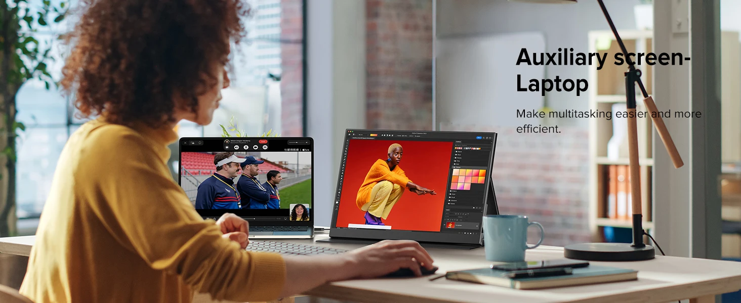 UPERFECT 14" 2K Portable Monitor 2160*1440 QHD External Display with Dual Speakers HDR FreeSync Second Screen for Laptop PC