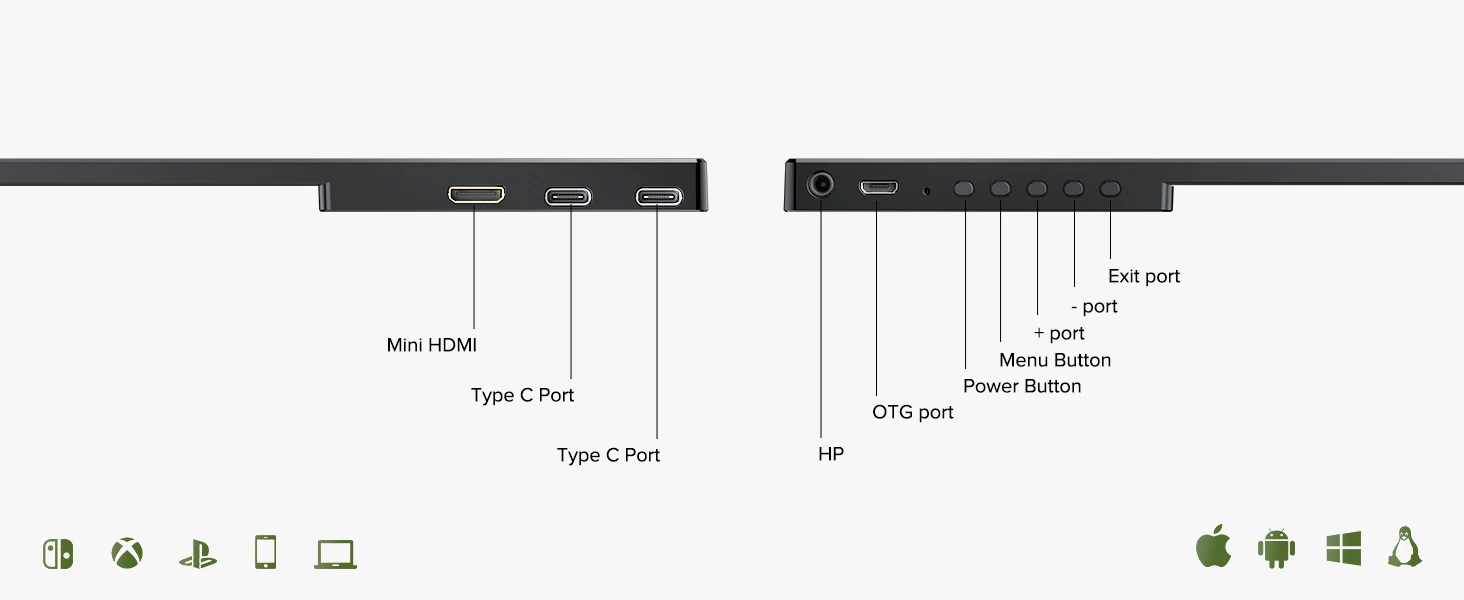 UPERFECT 14" 2K Portable Monitor 2160*1440 QHD External Display with Dual Speakers HDR FreeSync Second Screen for Laptop PC