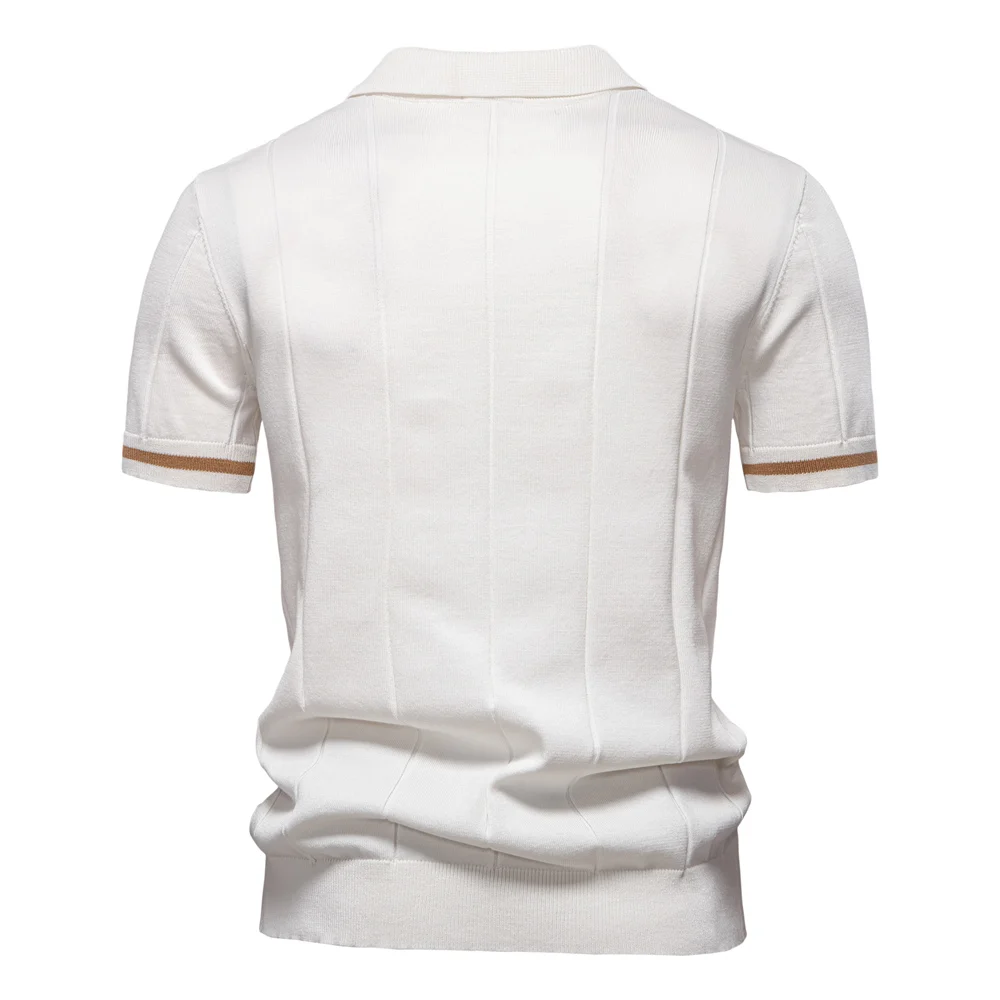 AIOPESON Men's Solid Color Sport Zipper Polo Shirt Athletic Social Polo Shirts for Men Office Slim Fit Polo