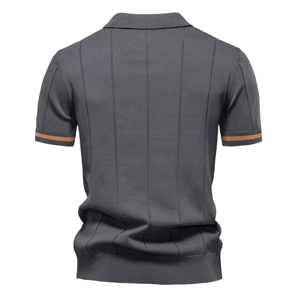 AIOPESON Men's Solid Color Sport Zipper Polo Shirt Athletic Social Polo Shirts for Men Office Slim Fit Polo
