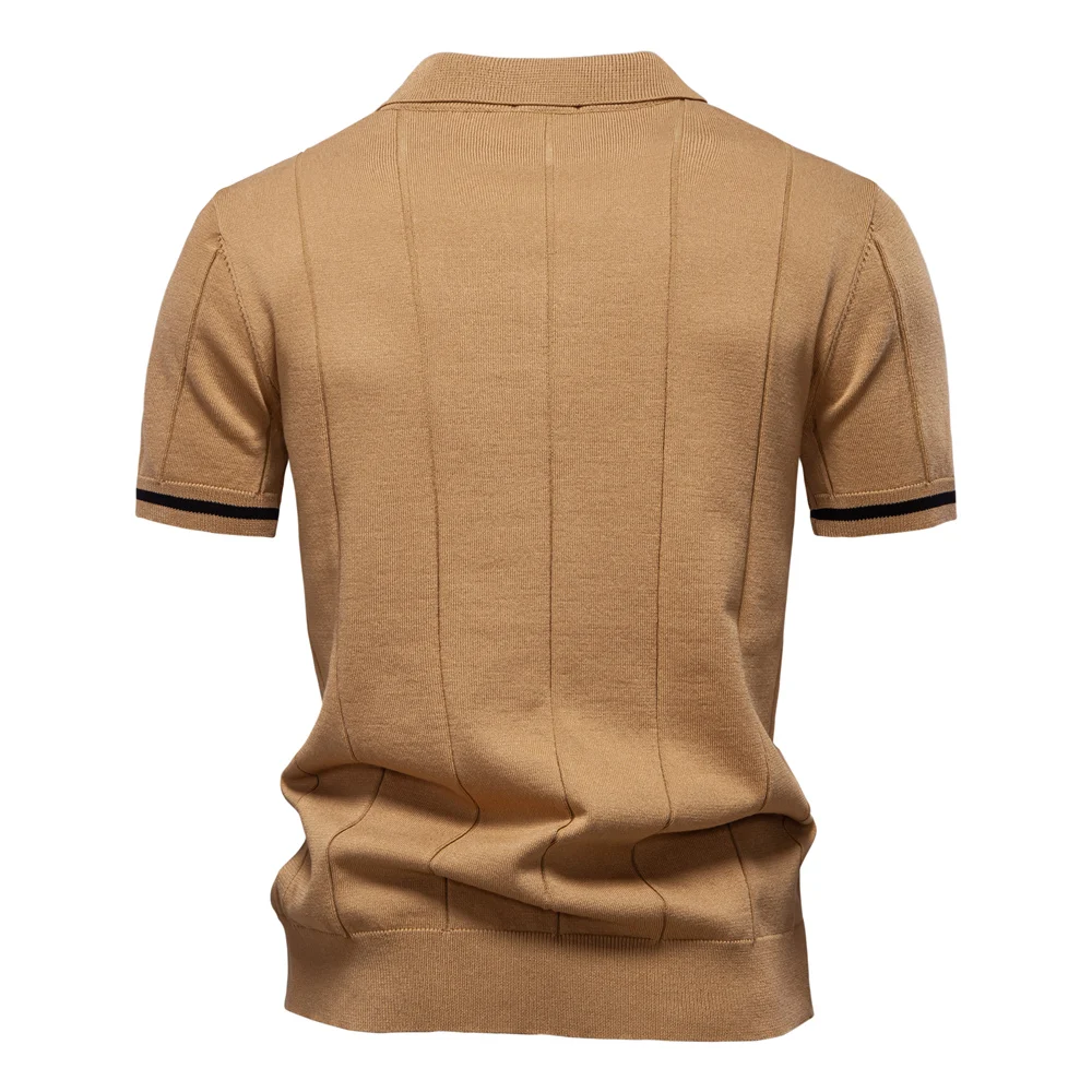 AIOPESON Men's Solid Color Sport Zipper Polo Shirt Athletic Social Polo Shirts for Men Office Slim Fit Polo