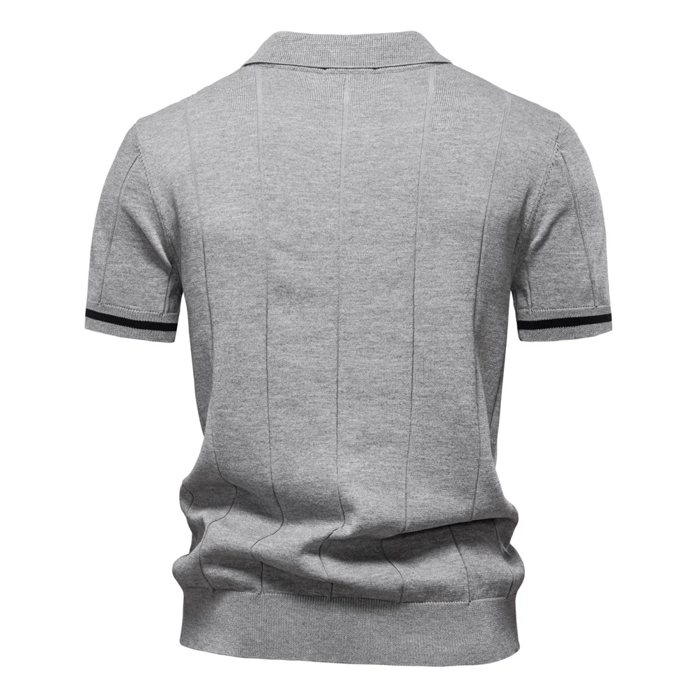 AIOPESON Men's Solid Color Sport Zipper Polo Shirt Athletic Social Polo Shirts for Men Office Slim Fit Polo