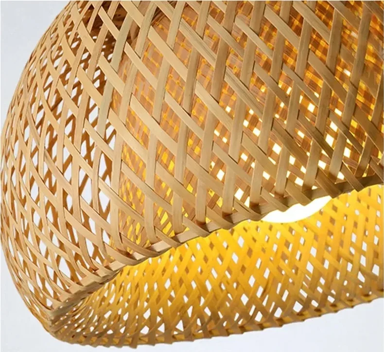 Bamboo Lantern 26cm Pendant Lamp Natural Rattan Wicker E27 LED Chandeliers Hand-Woven Lampshades Lighting Fixture Hanging Light