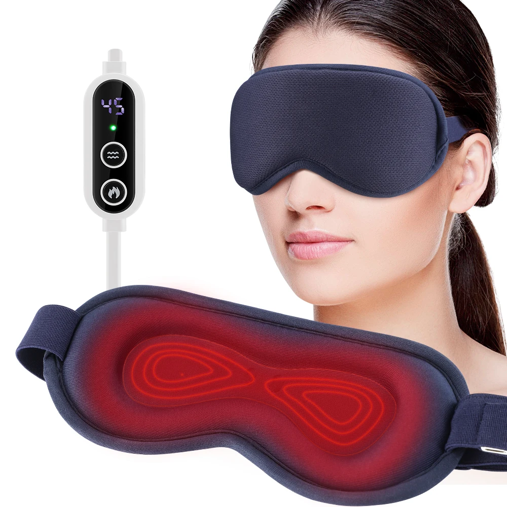 Reusable USB Electric Heated Steam Eyes Mask Hot Compress Warm Eye Care Massager Relieve Tired Eyes Dry Sleep Blindfold