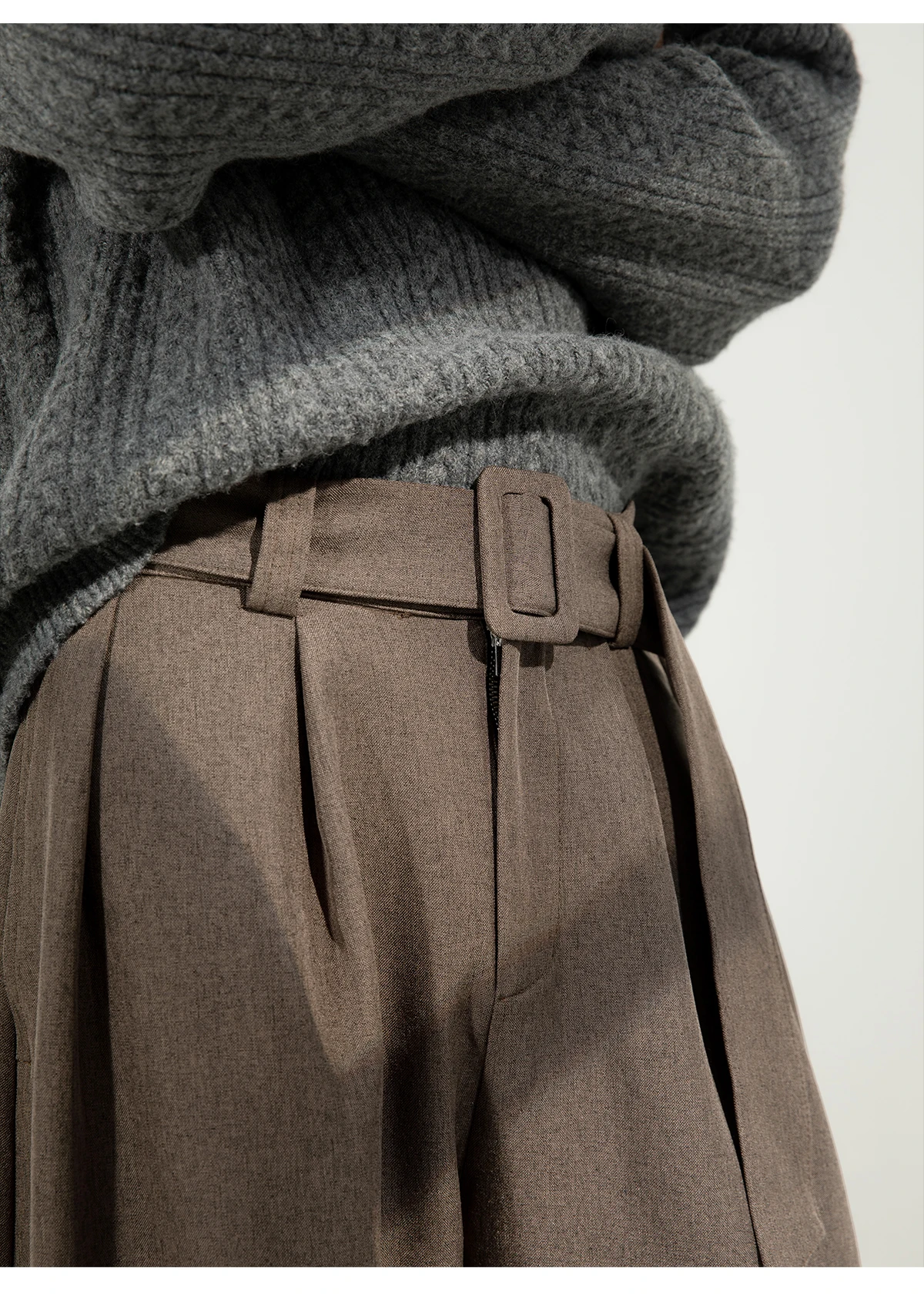 HANGLU 2025 Men's 3D Pleated Trousers J-Cut Drape Wide Leg Old Money Style Belted Formal Casual Slim Fit Pants