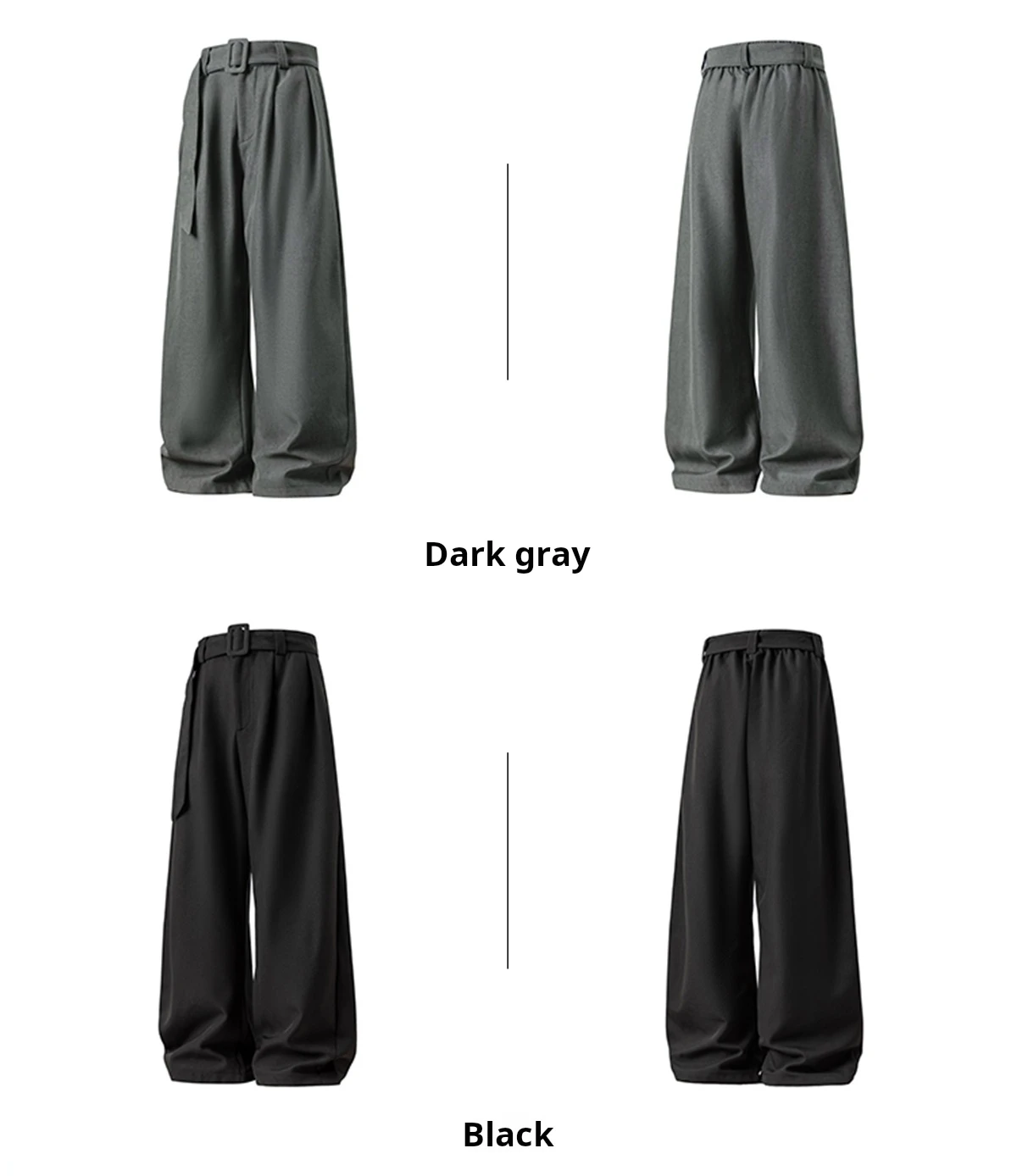 HANGLU 2025 Men's 3D Pleated Trousers J-Cut Drape Wide Leg Old Money Style Belted Formal Casual Slim Fit Pants