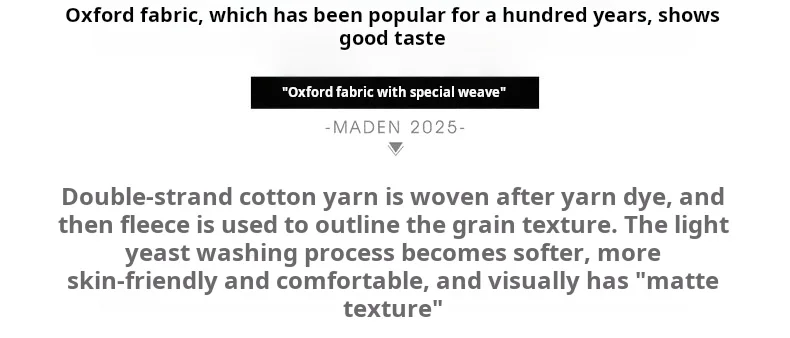 Maden Vintage Oxford Shirt Men's Brushed Cotton Long Sleeve Shirt Single-breasted Blouse Solid Color Layering Top for Autumn
