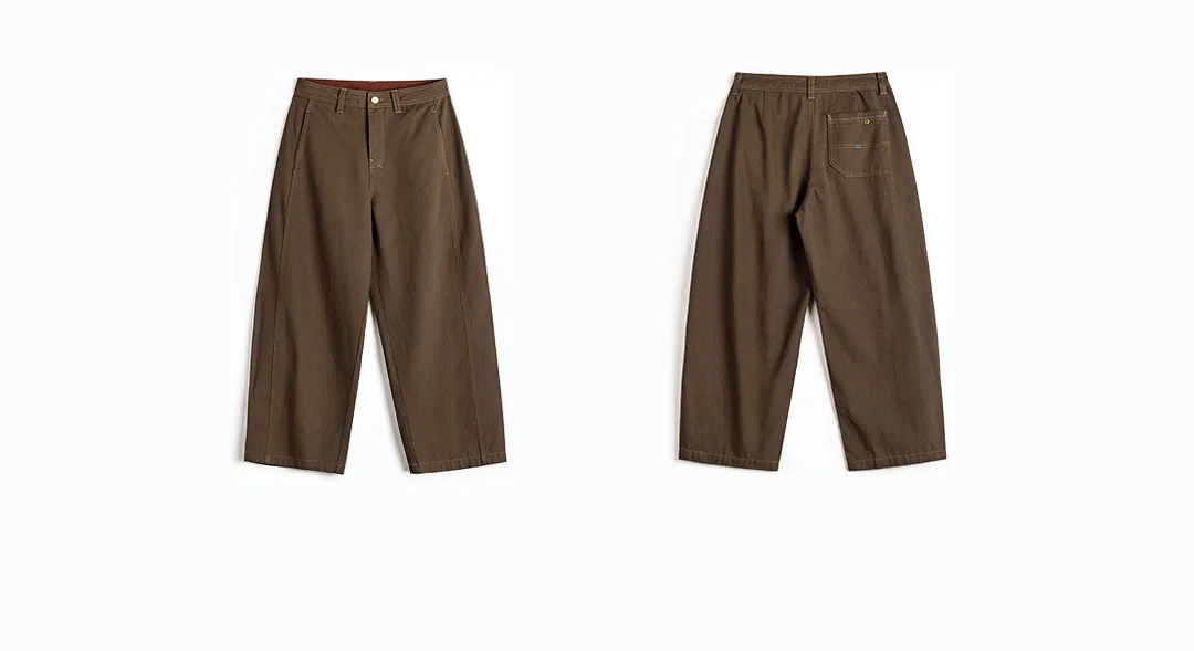Maden Men's Heavyweight Khaki Workwear Pants Vintage Bootcut Wide Leg Trousers Baggy Fit Casual Streetwear American Retro