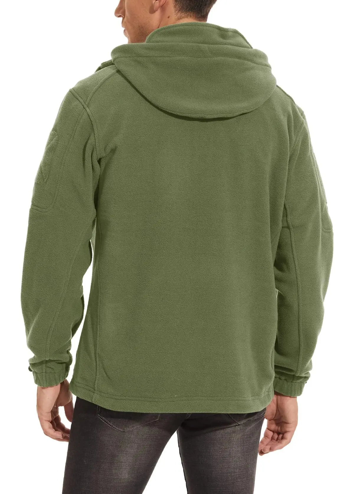 TACVASEN Spring Winter Fleece Jacket With Hoodie Mens Hooded Fleece Jacket Full-Zip Up Outdoor Windproof Hooded Warm Work Coat