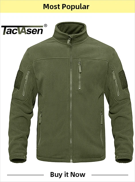 TACVASEN Spring Winter Fleece Jacket With Hoodie Mens Hooded Fleece Jacket Full-Zip Up Outdoor Windproof Hooded Warm Work Coat