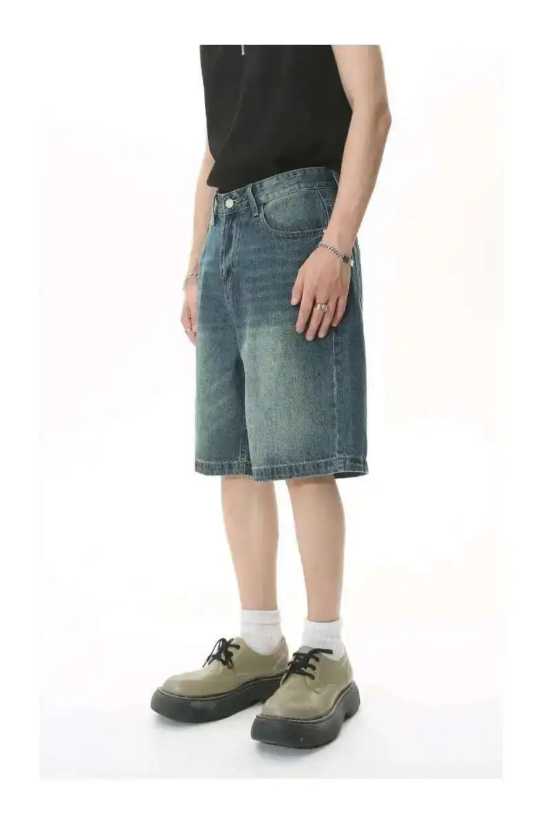 IEFB Summer Men's Casual Jeans Shorts Loose Mid High Waist Fashion Knee Lenght Denim Short Pants Vintage Male New Korean 9A8588
