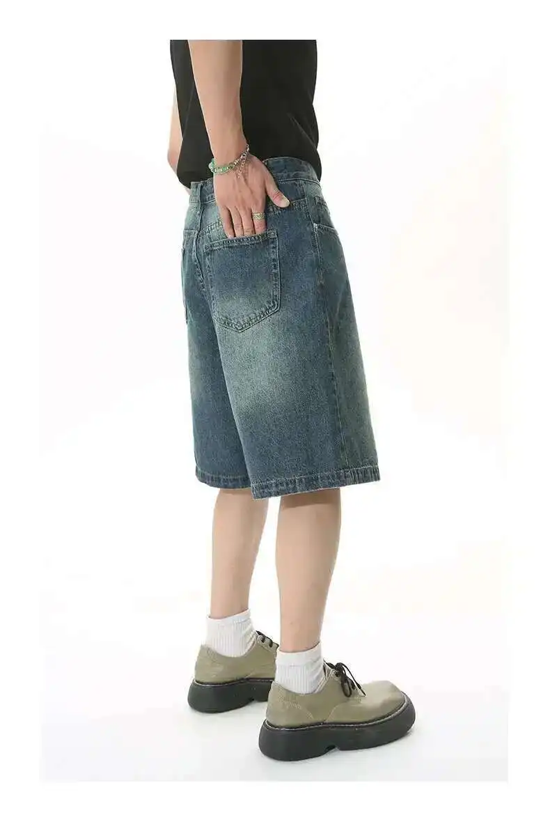 IEFB Summer Men's Casual Jeans Shorts Loose Mid High Waist Fashion Knee Lenght Denim Short Pants Vintage Male New Korean 9A8588