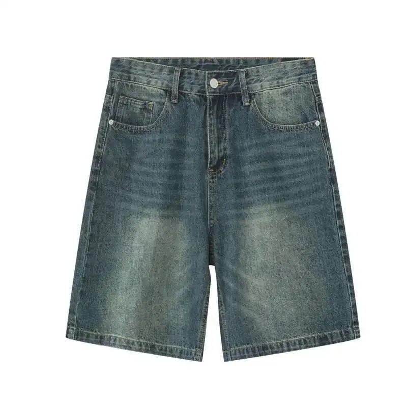 IEFB Summer Men's Casual Jeans Shorts Loose Mid High Waist Fashion Knee Lenght Denim Short Pants Vintage Male New Korean 9A8588