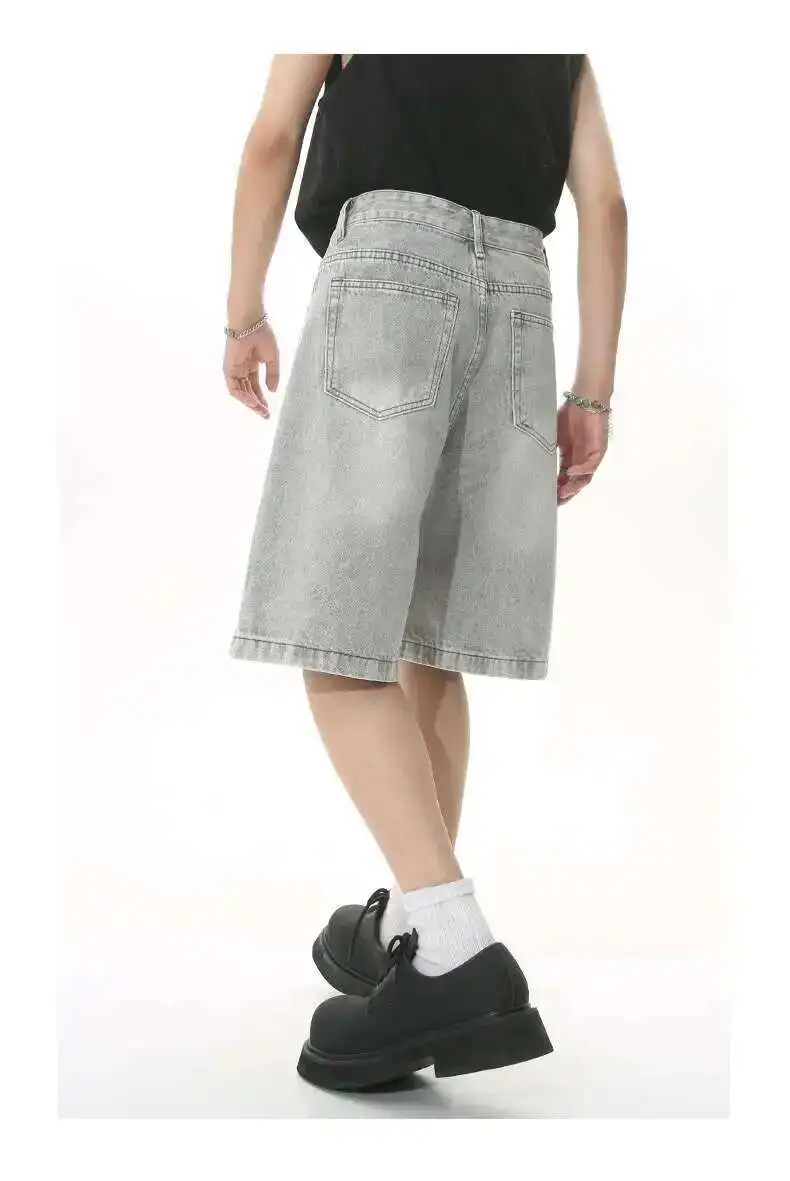 IEFB Summer Men's Casual Jeans Shorts Loose Mid High Waist Fashion Knee Lenght Denim Short Pants Vintage Male New Korean 9A8588
