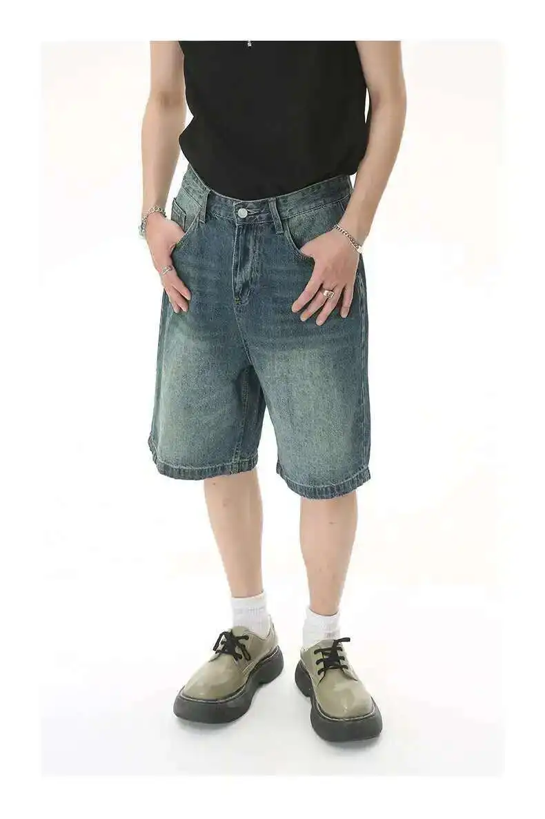 IEFB Summer Men's Casual Jeans Shorts Loose Mid High Waist Fashion Knee Lenght Denim Short Pants Vintage Male New Korean 9A8588