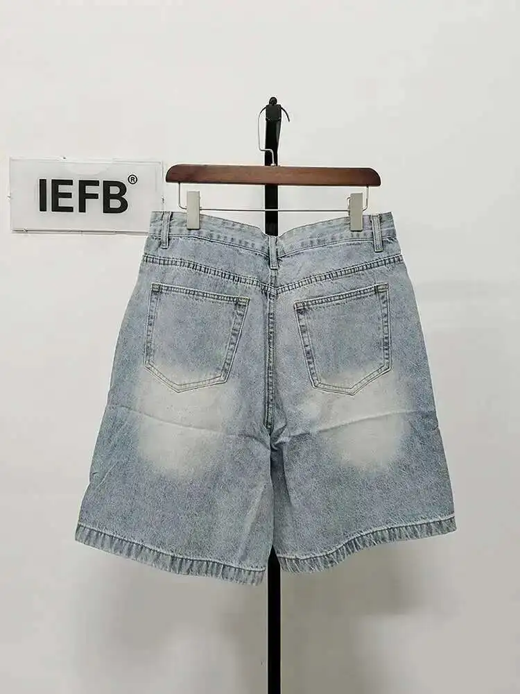 IEFB Summer Men's Casual Jeans Shorts Loose Mid High Waist Fashion Knee Lenght Denim Short Pants Vintage Male New Korean 9A8588