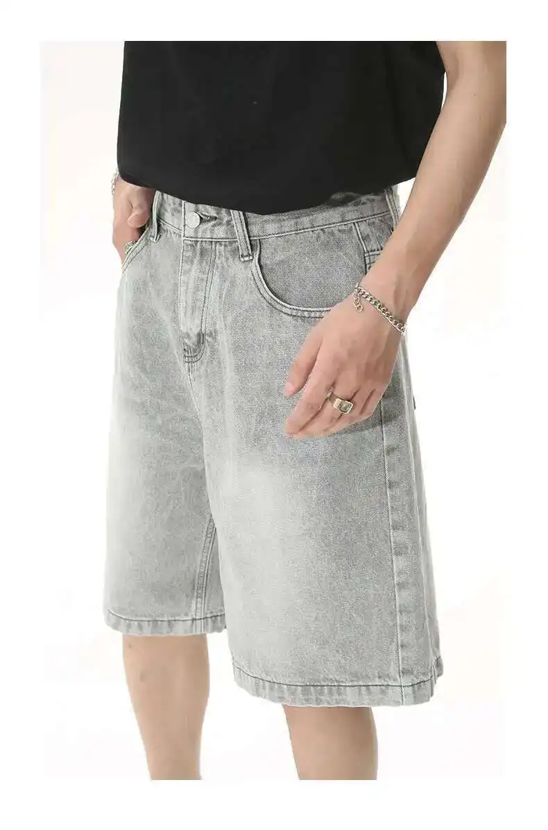 IEFB Summer Men's Casual Jeans Shorts Loose Mid High Waist Fashion Knee Lenght Denim Short Pants Vintage Male New Korean 9A8588