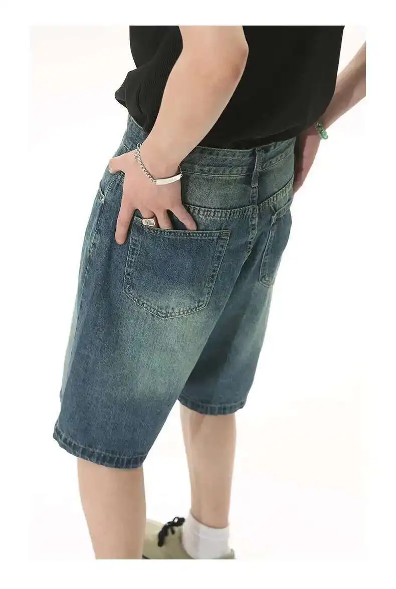IEFB Summer Men's Casual Jeans Shorts Loose Mid High Waist Fashion Knee Lenght Denim Short Pants Vintage Male New Korean 9A8588